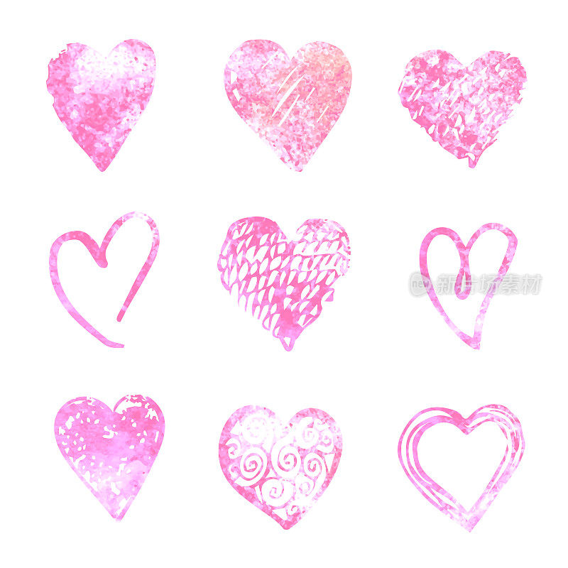 Hand drawn hearts. Design elements for Valentine day.